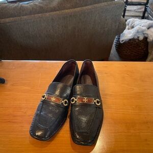 Tory Burch Black Loafers with Gold Accents